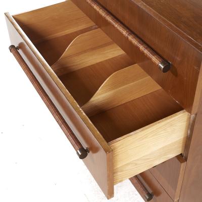 T H Robsjohn Gibbings Robsjohn Gibbings for Widdicomb MCM Bleached Mahogany Cane and Brass Highboy