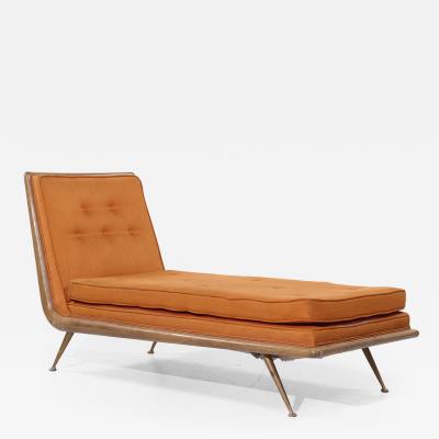 T H Robsjohn Gibbings Robsjohn Gibbings for Widdicomb Mid Century Brass Mahogany Chaise Lounge Chair