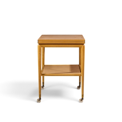 T H Robsjohn Gibbings Robsjohn Gibbings for Widdicomb Mid Century Expandable Flip Top Bar Cart