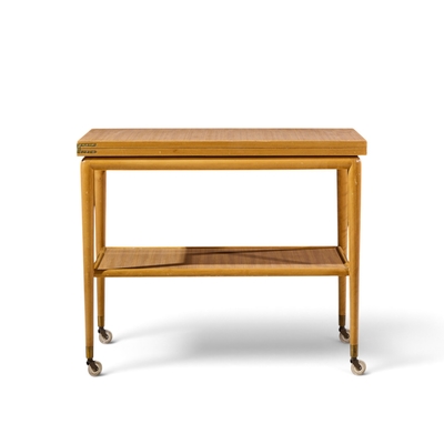 T H Robsjohn Gibbings Robsjohn Gibbings for Widdicomb Mid Century Expandable Flip Top Bar Cart