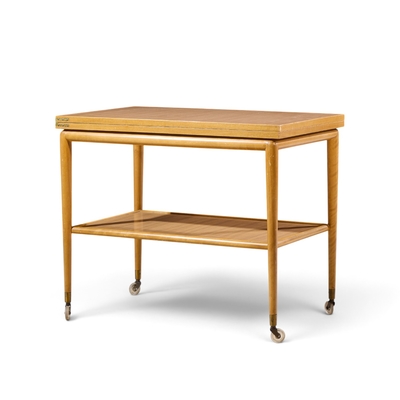 T H Robsjohn Gibbings Robsjohn Gibbings for Widdicomb Mid Century Expandable Flip Top Bar Cart