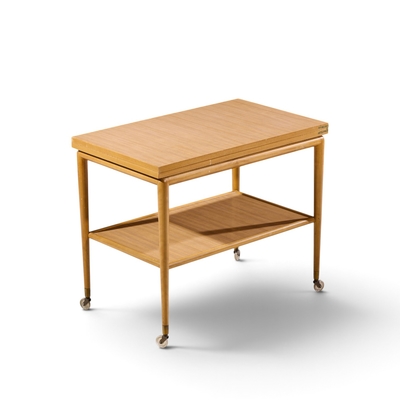 T H Robsjohn Gibbings Robsjohn Gibbings for Widdicomb Mid Century Expandable Flip Top Bar Cart