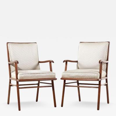 T H Robsjohn Gibbings Robsjohn Gibbings for Widdicomb Mid Century Occasional Captains Chairs Pair