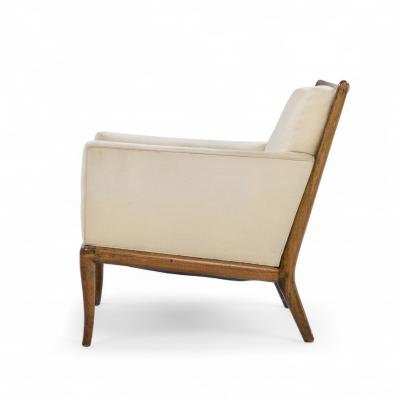 T H Robsjohn Gibbings Robsjohn Gibbings for Widdicomb Mid Century Walnut Saber Leg Lounge Chair Pair