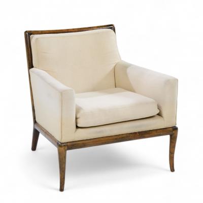 T H Robsjohn Gibbings Robsjohn Gibbings for Widdicomb Mid Century Walnut Saber Leg Lounge Chair Pair