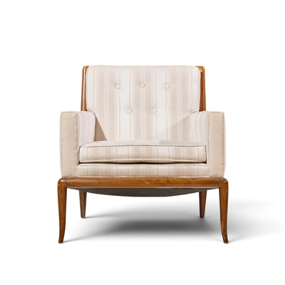 T H Robsjohn Gibbings Robsjohn Gibbings for Widdicomb Sabre Leg Lounge Chairs Pair