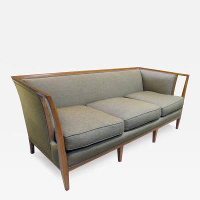 T H Robsjohn Gibbings Shapely American Mid century Robsjohn Gibbings Style Sofa with Flared Arms
