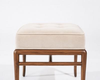 T H Robsjohn Gibbings Stools by T H Robsjohn Gibbings in Walnut and Velvet C 1950s