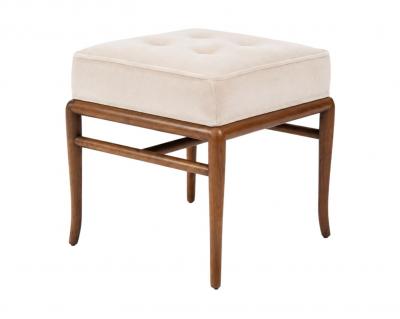 T H Robsjohn Gibbings Stools by T H Robsjohn Gibbings in Walnut and Velvet C 1950s