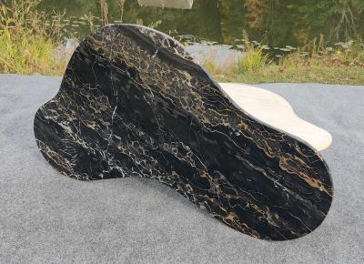 T H Robsjohn Gibbings T H Gibbings Style Italian Kidney Form Nero Portoro Marble Coffee Table Brass