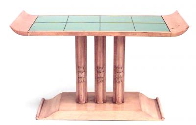 T H Robsjohn Gibbings T H Robsjohn Gibbings American Art Moderne Sycamore Pedestal Coffee Table