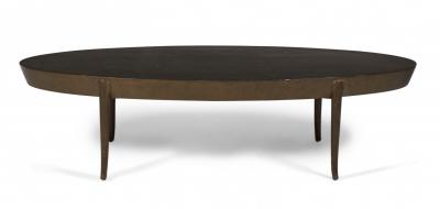 T H Robsjohn Gibbings T H Robsjohn Gibbings American Mid Century Oval Wooden Cocktail Coffee Table