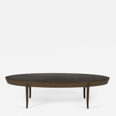 T H Robsjohn Gibbings T H Robsjohn Gibbings American Mid Century Oval Wooden Cocktail Coffee Table