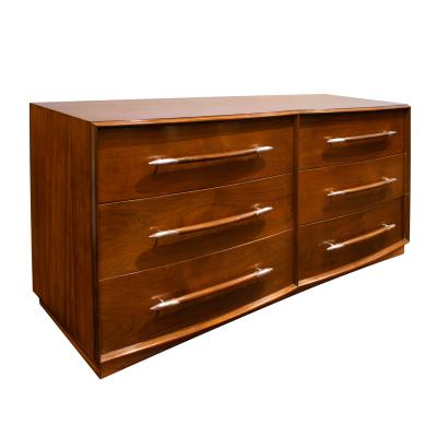 T H Robsjohn Gibbings T H Robsjohn Gibbings Chest of Drawers with Silver Plate Accents 1950s Signed 