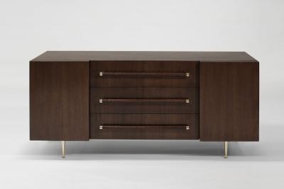 T H Robsjohn Gibbings T H Robsjohn Gibbings Credenza in Walnut and Brass C 1950s