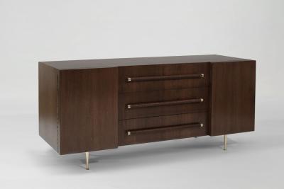T H Robsjohn Gibbings T H Robsjohn Gibbings Credenza in Walnut and Brass C 1950s