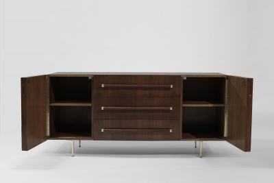 T H Robsjohn Gibbings T H Robsjohn Gibbings Credenza in Walnut and Brass C 1950s