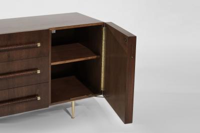 T H Robsjohn Gibbings T H Robsjohn Gibbings Credenza in Walnut and Brass C 1950s