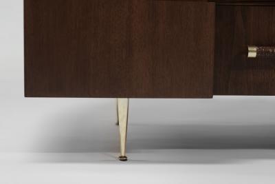 T H Robsjohn Gibbings T H Robsjohn Gibbings Credenza in Walnut and Brass C 1950s