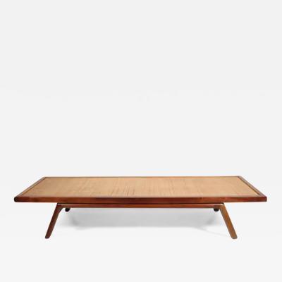T H Robsjohn Gibbings T H Robsjohn Gibbings Low Mahogany Cane Bench Coffee Table 1950s
