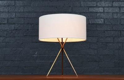 T H Robsjohn Gibbings T H Robsjohn Gibbings Model 170 Brass Tripod Table Lamp for Hansen