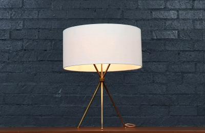 T H Robsjohn Gibbings T H Robsjohn Gibbings Model 170 Brass Tripod Table Lamp for Hansen