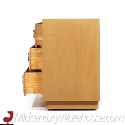 T H Robsjohn Gibbings T H Robsjohn Gibbings Modern Mid Century Maple and Brass Credenza with Hutch