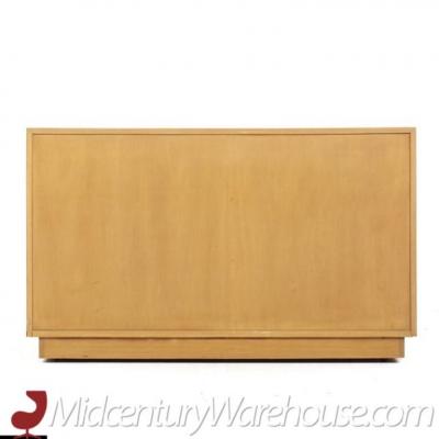 T H Robsjohn Gibbings T H Robsjohn Gibbings Modern Mid Century Maple and Brass Credenza with Hutch