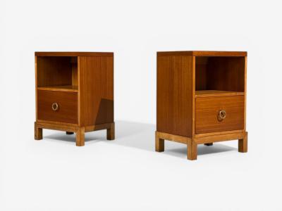 T H Robsjohn Gibbings T H Robsjohn Gibbings Nightstands Mahogany Brass USA 1960s
