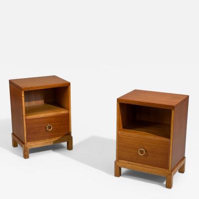 T H Robsjohn Gibbings T H Robsjohn Gibbings Nightstands Mahogany Brass USA 1960s