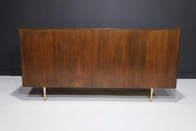 T H Robsjohn Gibbings T H Robsjohn Gibbings Rare Sideboard or Cabinet in Walnut Rattan and Brass