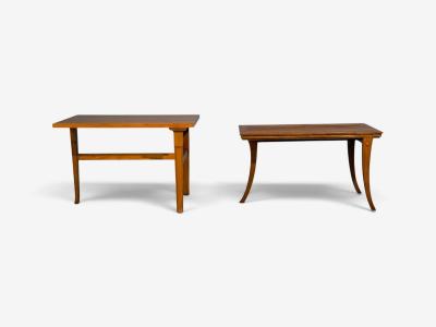 T H Robsjohn Gibbings T H Robsjohn Gibbings Rare Trapeza End Tables Walnut Greece 1937