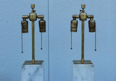 T H Robsjohn Gibbings T H Robsjohn Gibbings Style Marble And Brass Table Lamps