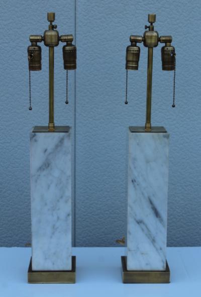 T H Robsjohn Gibbings T H Robsjohn Gibbings Style Marble And Brass Table Lamps