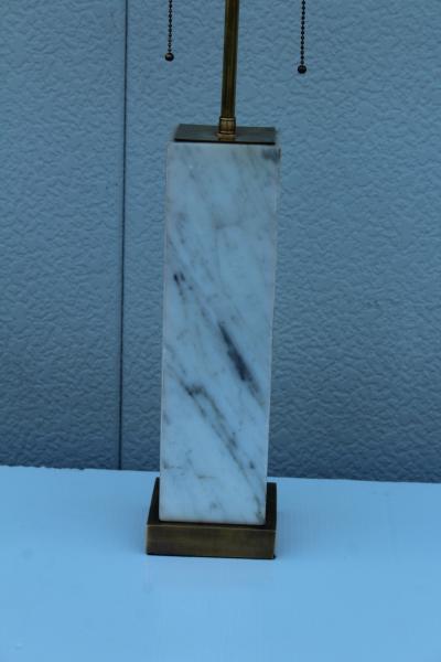 T H Robsjohn Gibbings T H Robsjohn Gibbings Style Marble And Brass Table Lamps