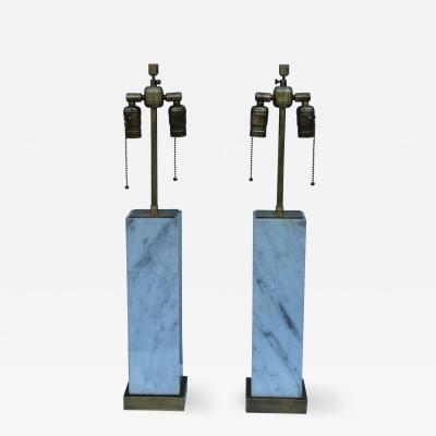 T H Robsjohn Gibbings T H Robsjohn Gibbings Style Marble And Brass Table Lamps