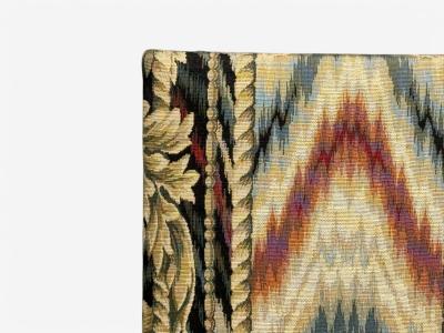 T H Robsjohn Gibbings T H Robsjohn Gibbings Walnut Scalamandre Fabric Dining Chairs USA 1950s