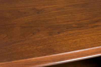 T H Robsjohn Gibbings T H Robsjohn Gibbings Walnut Single Drawer Open Compartment Side End Tables