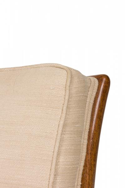 T H Robsjohn Gibbings T H Robsjohn Gibbings Widdicomb Beige Fabric Upholstered Walnut Side Chair