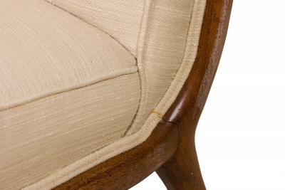 T H Robsjohn Gibbings T H Robsjohn Gibbings Widdicomb Beige Fabric Upholstered Walnut Side Chair