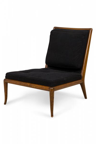 T H Robsjohn Gibbings T H Robsjohn Gibbings Widdicomb Black Fabric and Walnut Side Chairs