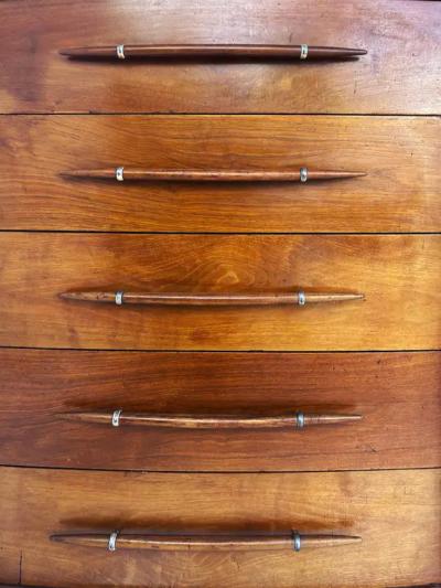 T H Robsjohn Gibbings T H Robsjohn Gibbings Widdicomb Tall Walnut Dresser with Spear Shaped Handles