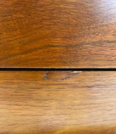 T H Robsjohn Gibbings T H Robsjohn Gibbings Widdicomb Tall Walnut Dresser with Spear Shaped Handles