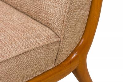 T H Robsjohn Gibbings T H Robsjohn Gibbings Widdicomb Tan Fabric Upholstered Walnut Side Chair