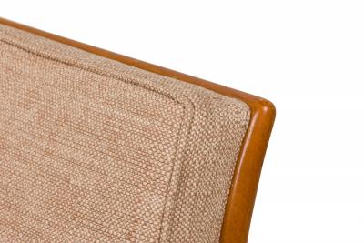 T H Robsjohn Gibbings T H Robsjohn Gibbings Widdicomb Tan Fabric Upholstered Walnut Side Chair