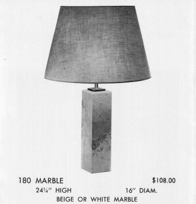 T H Robsjohn Gibbings T H Robsjohn Gibbings for Hansen Table Lamp White Marble Brass