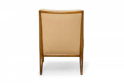 T H Robsjohn Gibbings T H Robsjohn Gibbings for Widdicomb Beige Fabric and Walnut Slipper Chair