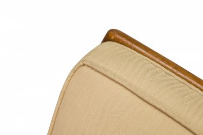 T H Robsjohn Gibbings T H Robsjohn Gibbings for Widdicomb Beige Fabric and Walnut Slipper Chair