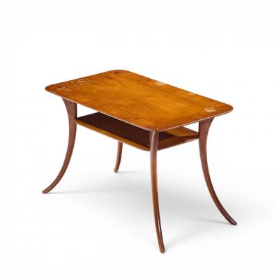 T H Robsjohn Gibbings T H Robsjohn Gibbings for Widdicomb Bleached Mahogany Sabre End Tables Pair