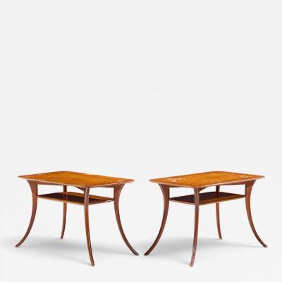 T H Robsjohn Gibbings T H Robsjohn Gibbings for Widdicomb Bleached Mahogany Sabre End Tables Pair
